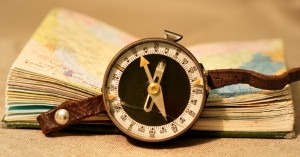 a compass and a map