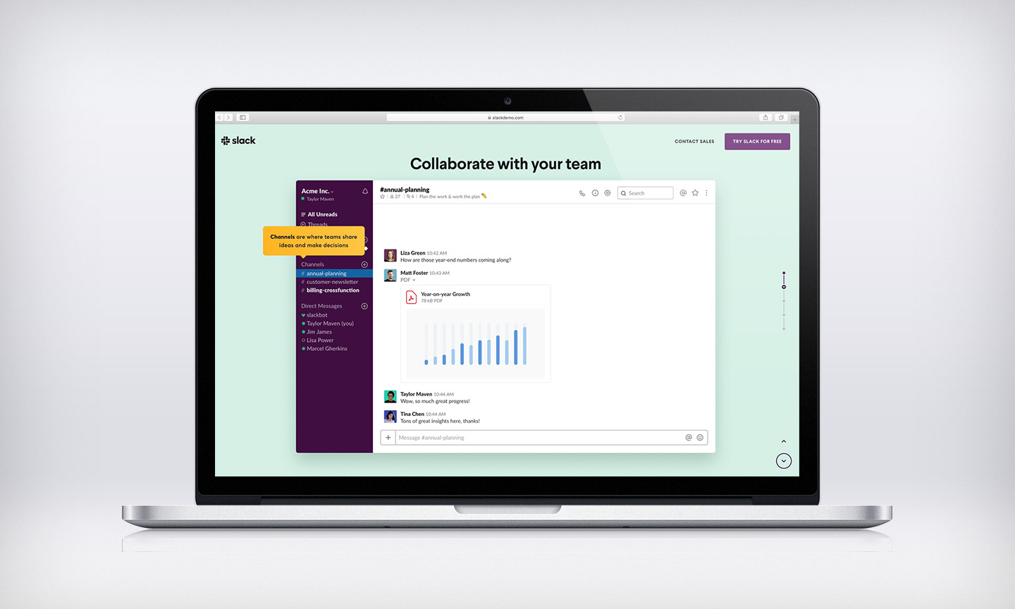 Tips and Tools for Virtual Work 1 Slack mock