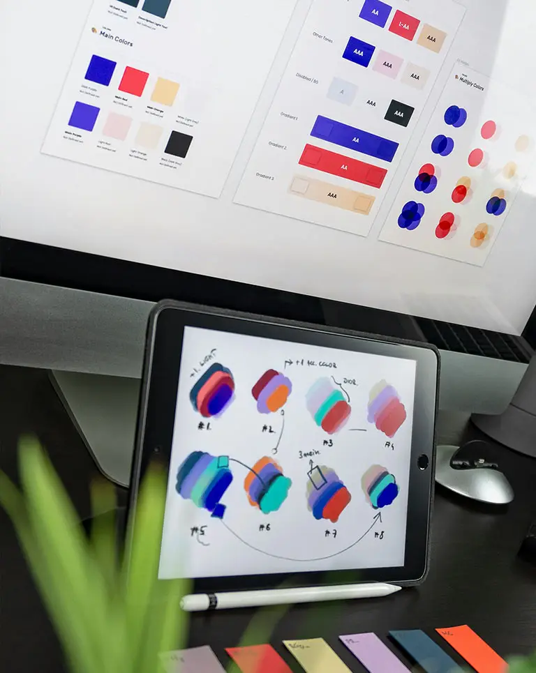 refresh or rebrand, computer screens with color palettes on them